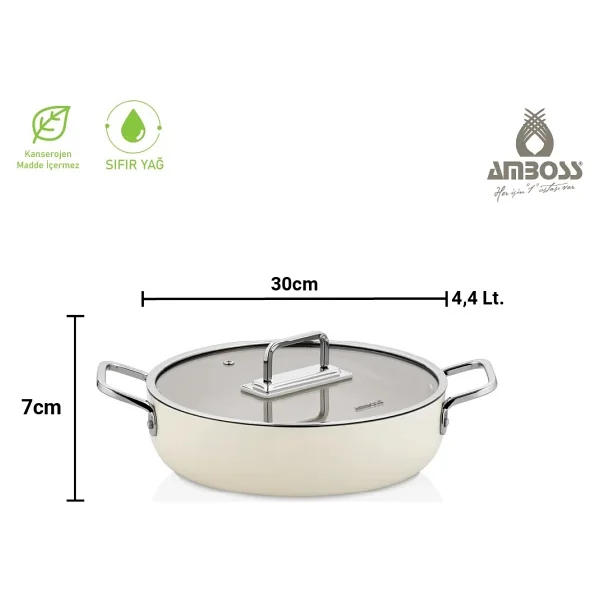 Amboss Sera Nova 30 cm Basık Seramik Tencere - Görsel 6