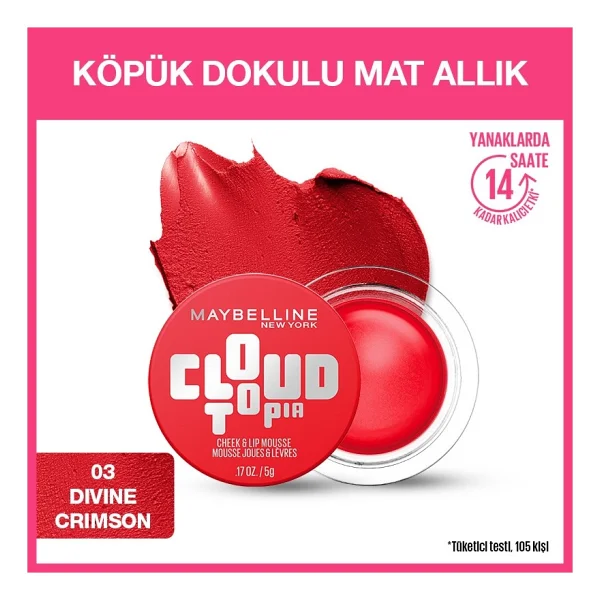 Maybelline New York Cloudtopia Mat Divine Crimson Köpük Allık - Görsel 3