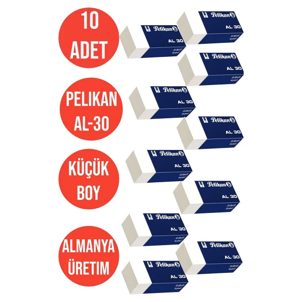 10 Adet Küçük Boy Silgi Beyaz Pelikan Al-30 - Görsel 2