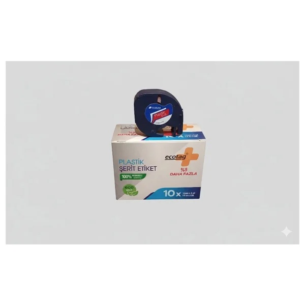 Ecotag Dymo Letratag Muadili Plastik Şerit Etiket Avantaj Paket - Kırmızı - Görsel 2