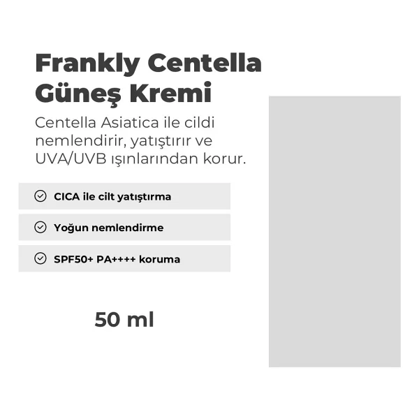 Frankly Cicahae Centella Asiatica içeren Nemlendirici 50 ml 50 Faktör Güneş Kremi - Görsel 2