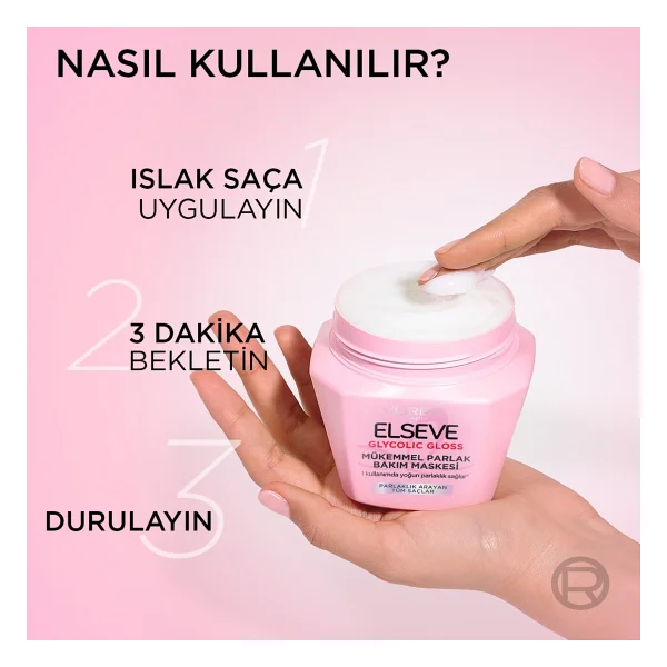 L'Oreal Paris Elseve Glycolic Gloss 300 ml Saç Maskesi - Görsel 10