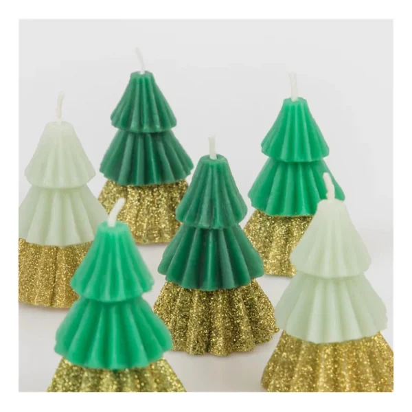 Meri Meri - Green Mini Tree Candles - Yeşil Mini Ağaç Mumlar (6'lı) - Görsel 3