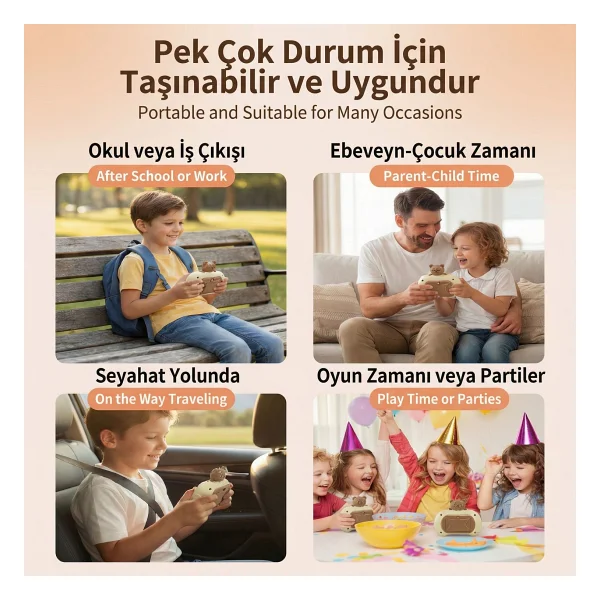 Bbsky Ayıcıklı Işıklı ve Sesli Pilli Popit Egitici Oyuncak Sevimli Push Pop Konsol 4 Farklı Oyun Modu - Görsel 8
