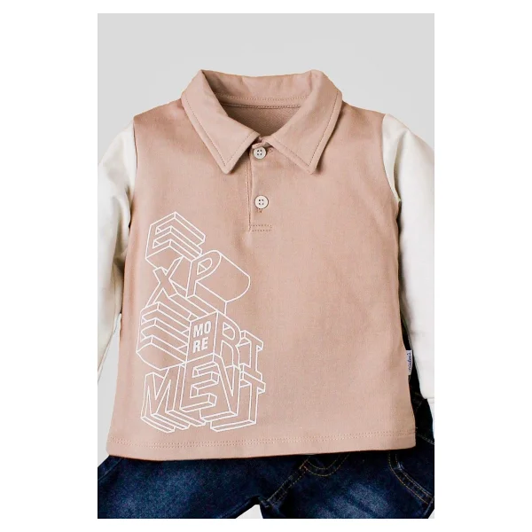 Kidex's Baby Erkek Bebek Polo Takım Kot Pantolon Üst İkili Takım - Görsel 3