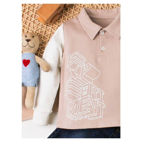 Kidex's Baby Erkek Bebek Polo Takım Kot Pantolon Üst İkili Takım - Görsel 4