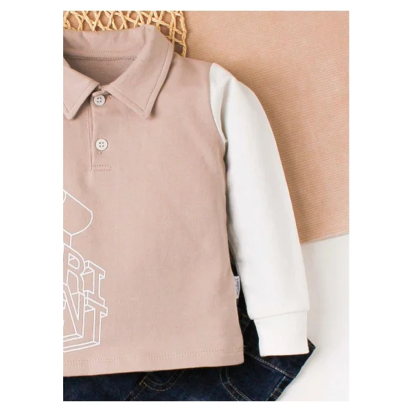 Kidex's Baby Erkek Bebek Polo Takım Kot Pantolon Üst İkili Takım - Görsel 5