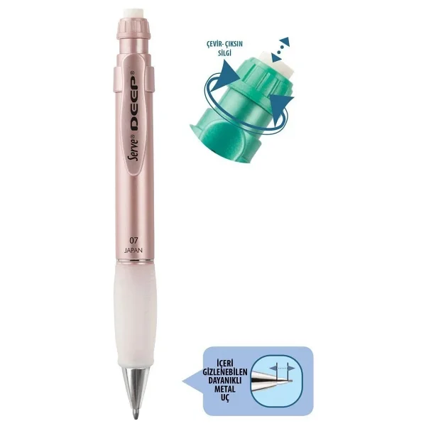 Serve Deep Metalik Rose 0.7 mm Uçlu Kalem - Görsel 2