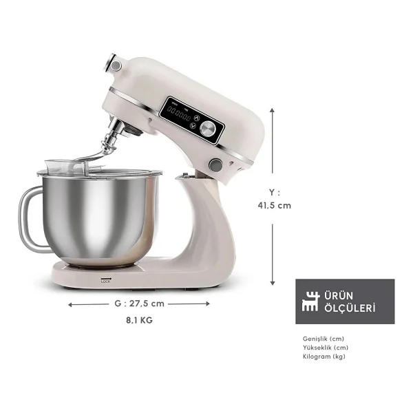 Karaca Maestro Artisan Krem 800 W 6 lt Stand Mikser - Görsel 2