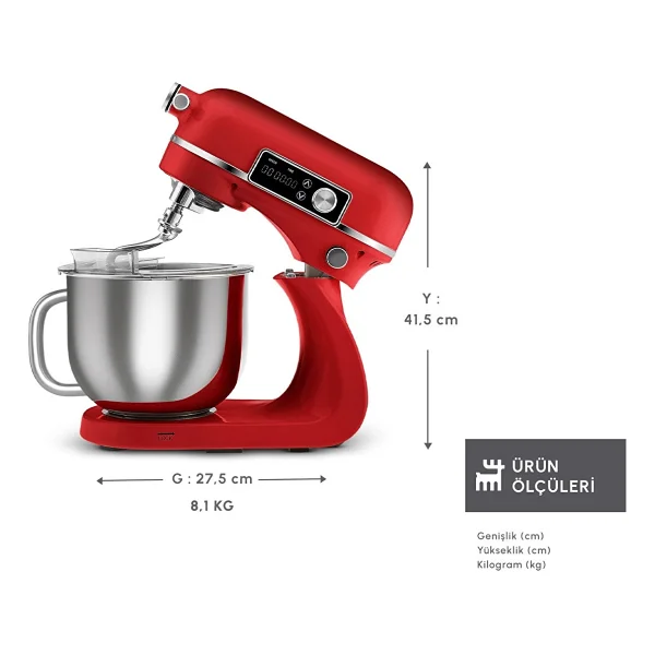 Karaca Maestro Artisan Kırmızı 800 W 6 lt Stand Mikser - Görsel 3