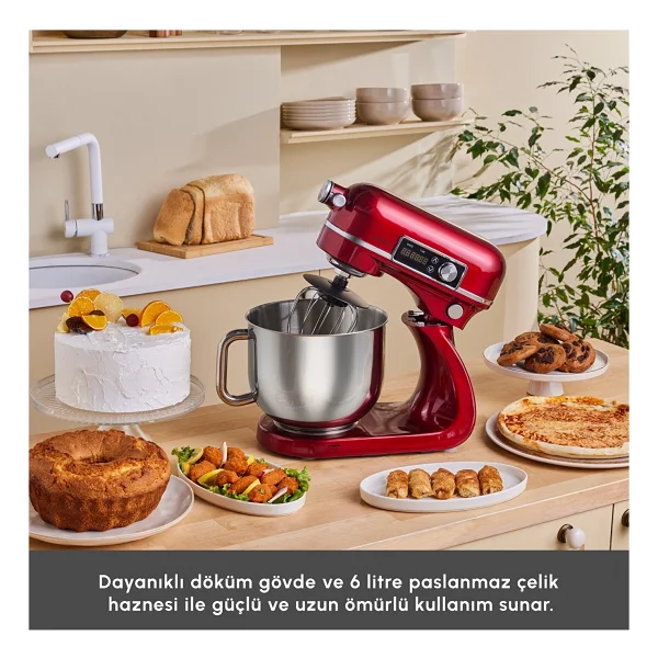 Karaca Maestro Artisan Kırmızı 800 W 6 lt Stand Mikser - Görsel 4