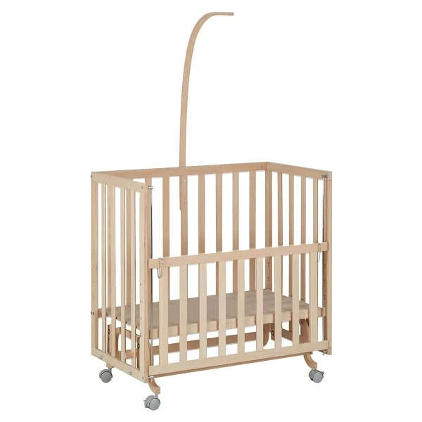 Babycom Anne Yanı Naturel Boyasız 50x90 cm Tekerlekli Ahşap Beşik - Görsel 5