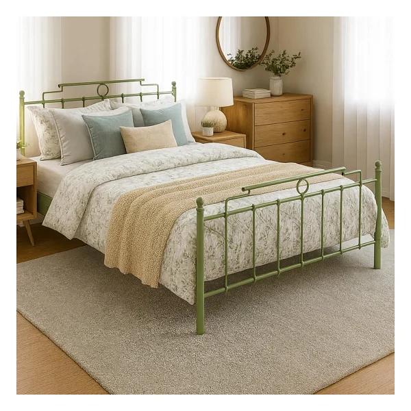 Unimet Hatkus Metal Karyola - Yeşil - Konik Geçme - Konfor Destekli Latalı - 140X190/140X200/150X200/160X200 - Görsel 6