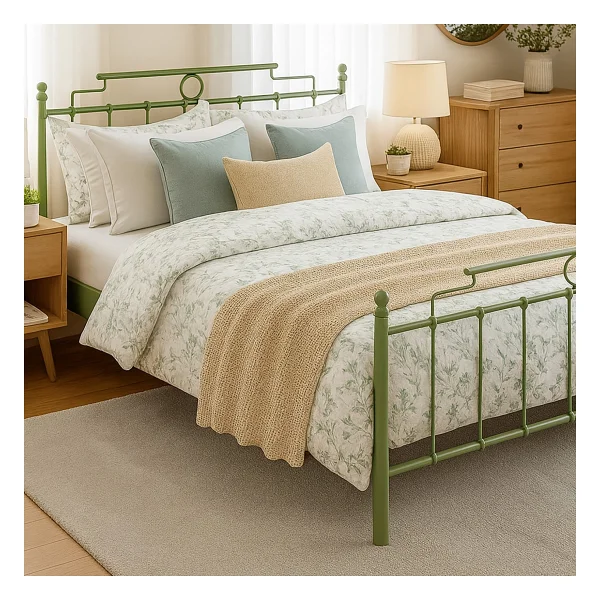 Unimet Hatkus Metal Karyola - Yeşil - Konik Geçme - Konfor Destekli Latalı - 140X190/140X200/150X200/160X200 - Görsel 2