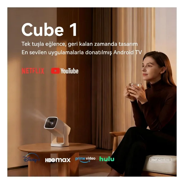 Wanbo Cube 1 350 Lümen HD Wi-Fi Android Taşınabilir Projeksiyon Cihazı - Görsel 7