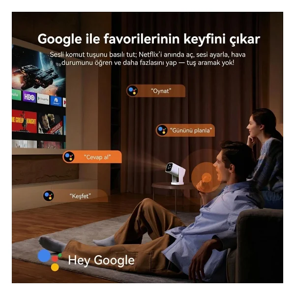 Wanbo Cube 1 350 Lümen HD Wi-Fi Android Taşınabilir Projeksiyon Cihazı - Görsel 2