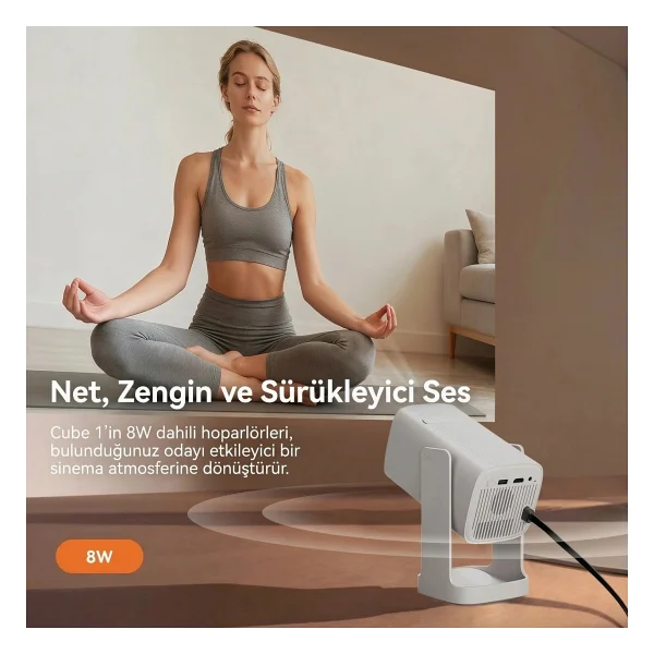 Wanbo Cube 1 350 Lümen HD Wi-Fi Android Taşınabilir Projeksiyon Cihazı - Görsel 4