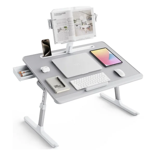 Bix Saiji K10 XXL Katlanabilir Laptop Masası Kitap Standlı PVC Deri 5 Kademeli Çalışma Masası - Görsel 6