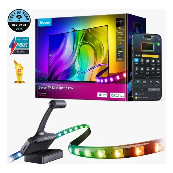 Govee 3S Pro Tv Arkası LED Şerit Ambiyans Aydınlatma, Tv Renk Senkronizasyonu 75-85 Inç Tv'ler ile Uyumludur - ARGB - 85 cm - Görsel 10