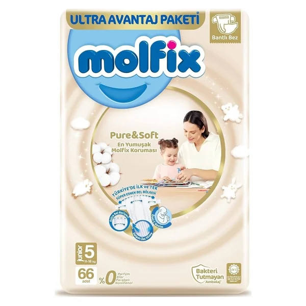 Molfix Pure&Soft 5 Numara Junior 66'lı Bebek Bezi - Görsel 2