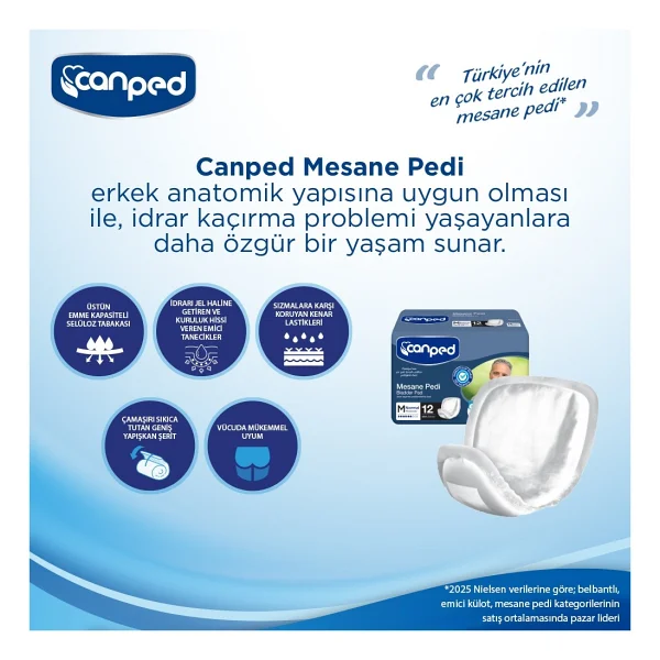 Canped Orta Boy M 12'li 4 Adet Erkek Mesane Pedi - Görsel 6