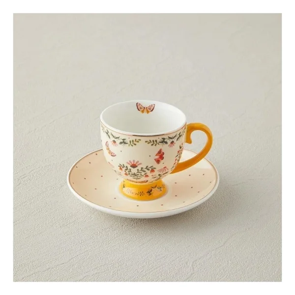 English Home Dipsy New Bone China 4 Parça 2 Kişilik Kahve Fincan Takımı 100 ml Hardal - Görsel 4