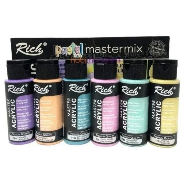 Rich Mastermix 60 cc Pastel 12'li Akrilik Boya Seti - Görsel 2