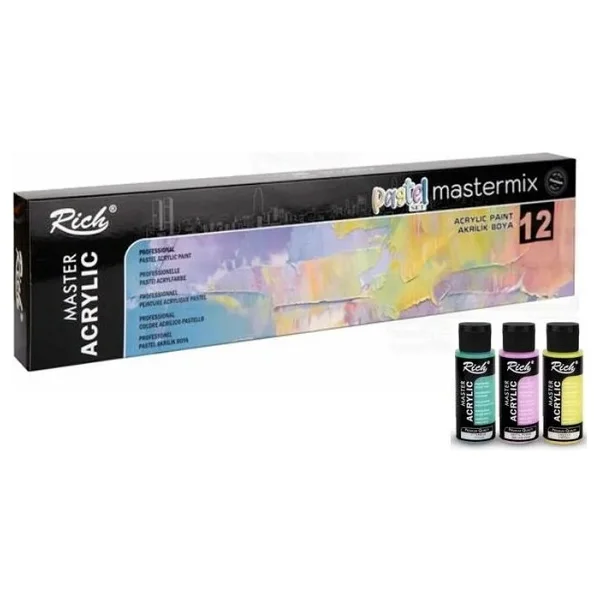 Rich Mastermix 60 cc Pastel 12'li Akrilik Boya Seti - Görsel 4
