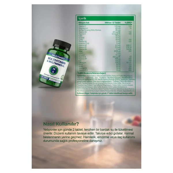 Multimed Multivitamin + Multimineral 120 Tablet - Görsel 5