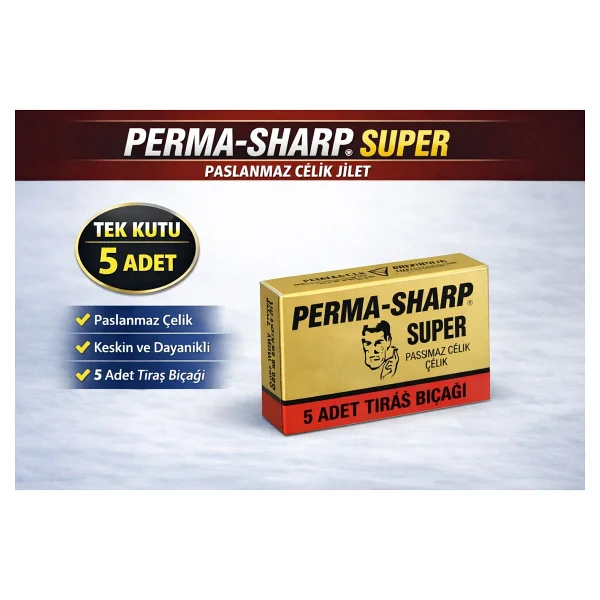 Perma-Sharp Super Paslanmaz Çelik Tıraş Bıçağı 5'Li 1 Kutu - Görsel 2