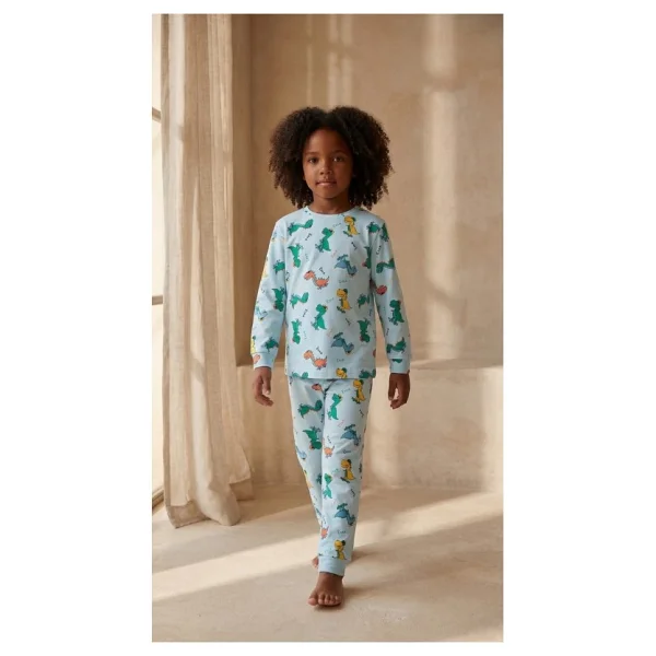 Katia & Bony Erkek Çocuk Dinozor Desenli Pijama Takımı - Görsel 2
