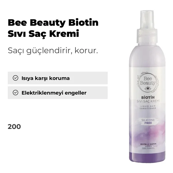 Bee Beauty Biotin & Kafein Sıvı Saç Kremi 200 ml - Görsel 2