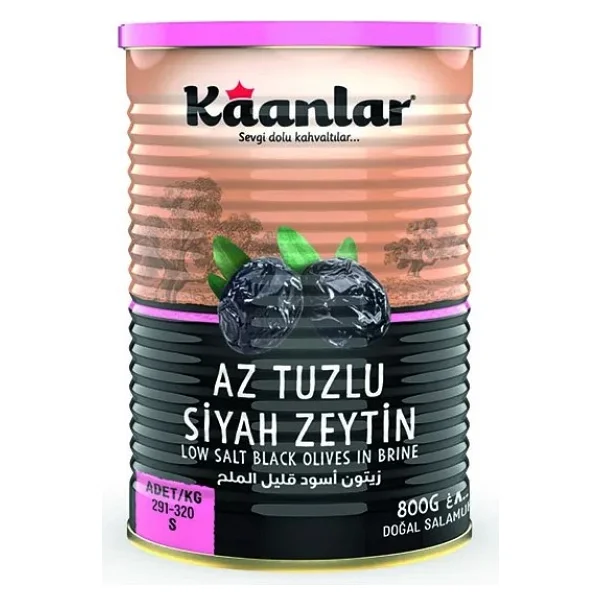 Kaanlar Az Tuzlu Siyah Zeytin 800 GR Sofralık Doğal Salamura Yeni Mahsul 291-320 - Görsel 3