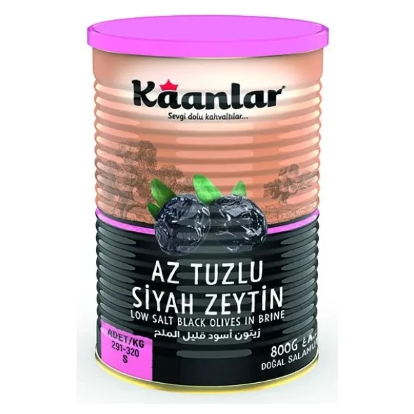 Kaanlar Az Tuzlu Siyah Zeytin 800 GR Sofralık Doğal Salamura Yeni Mahsul 291-320 - Görsel 2