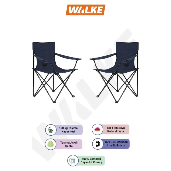Walke Katlanır 2'li Kamp Sandalyesi - Görsel 6