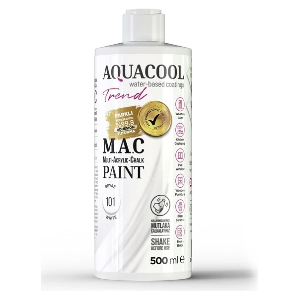 Aquacool Trend M.A.C Su Bazlı Akrilik Dönüşüm Boyası 500 ml. Antrasit Gri 881 - Görsel 4
