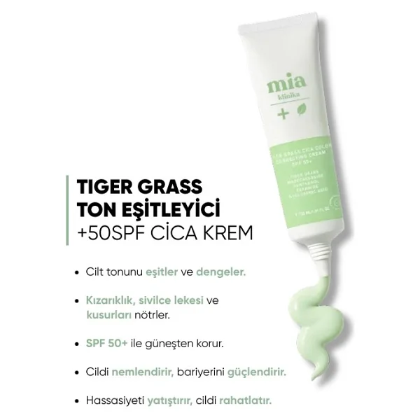 Mia Klinika Tiger Grass Ton Eşitleyici Kızarıklık Karşıtı 50 Faktör Nemlendirici Cica Krem 30 ml - Görsel 3
