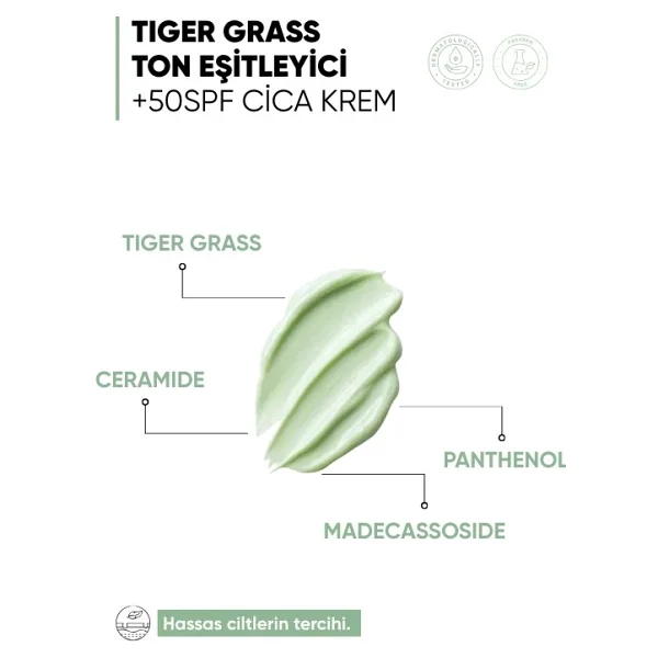 Mia Klinika Tiger Grass Ton Eşitleyici Kızarıklık Karşıtı 50 Faktör Nemlendirici Cica Krem 30 ml - Görsel 5