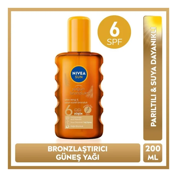 Nivea Sun Spf6 Bronzlaştırıcı Güneş Yağı 200 Ml,altın Rengi ve Parıltılı,suya Dayanıklı,e Vitamini,karoten - Görsel 3
