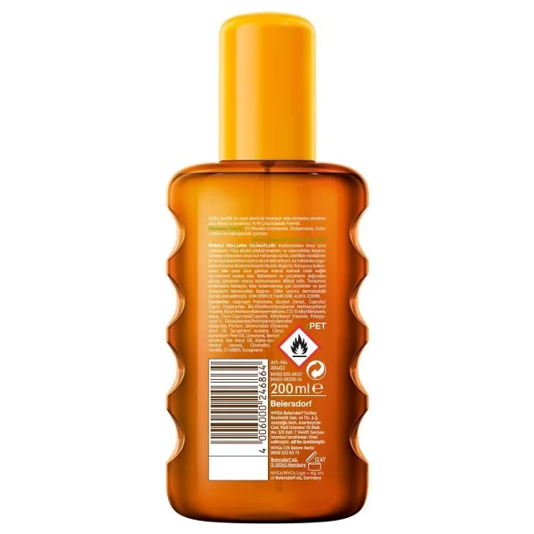 Nivea Sun Spf6 Bronzlaştırıcı Güneş Yağı 200 Ml,altın Rengi ve Parıltılı,suya Dayanıklı,e Vitamini,karoten - Görsel 2