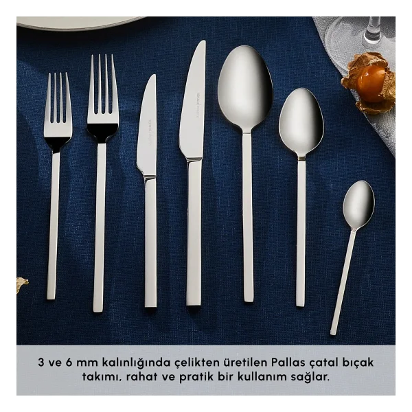 Karaca Elegance Nil 316+ Platin 84 Parça 12 Kişilik Çatal Kaşık Bıçak Takımı - Görsel 8