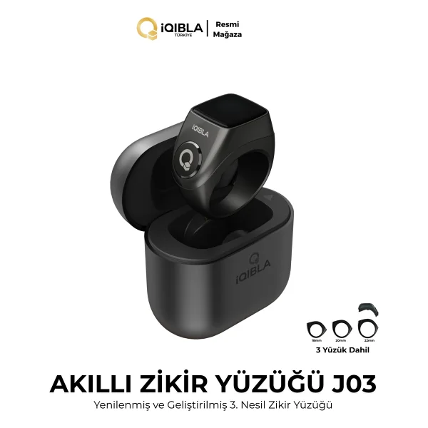 Iqibla Smart Ring J03 Pro Akıllı Zikir Yüzüğü Titanyum Gri Renk - Görsel 3