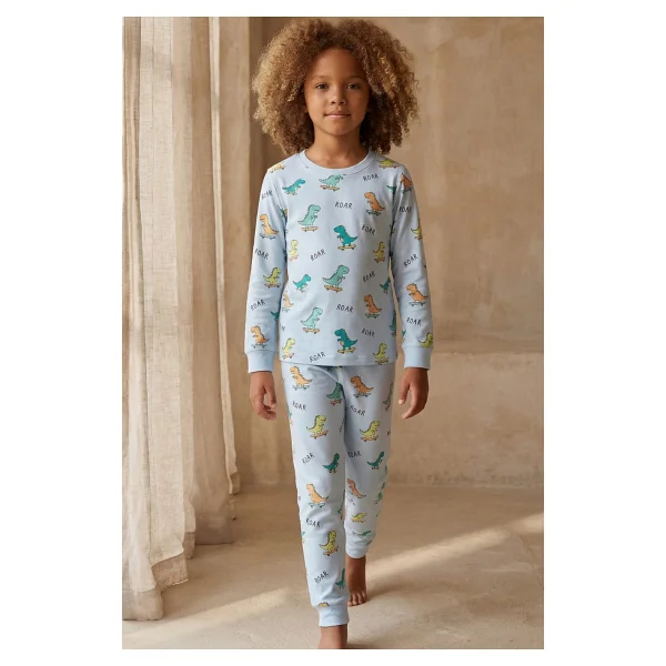 Katia & Bony Erkek Çocuk Dinozor Desenli Pijama Takımı - Görsel 7
