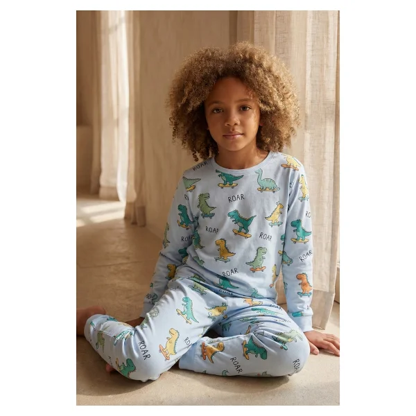 Katia & Bony Erkek Çocuk Dinozor Desenli Pijama Takımı - Görsel 8