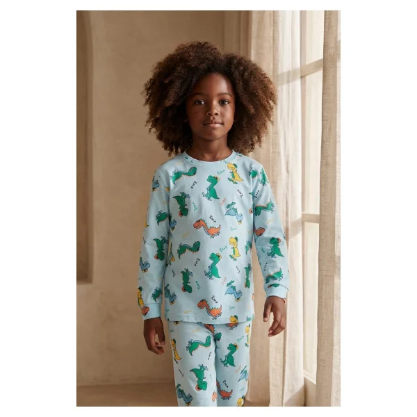 Katia & Bony Erkek Çocuk Dinozor Desenli Pijama Takımı - Görsel 9