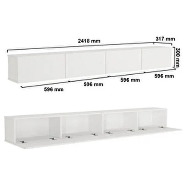 Dorpek Homeros Led'li Tv Sehpa & Ünitesi, Duvara Monte Tv Ünitesi Beyaz 240 cm - Görsel 8