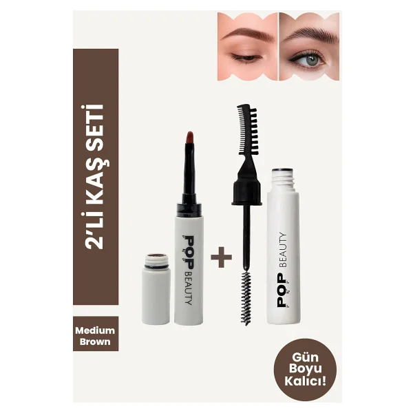 Pop Beauty Kaş Sabitleyici Ve Şekillendirici & Kaş Pomadı, 2'Li Kaş Bakım Seti Medium Brown - Görsel 7