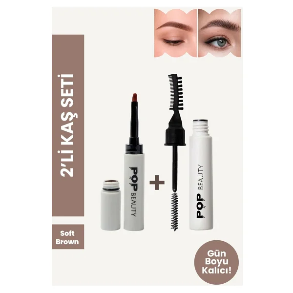 Pop Beauty Kaş Sabitleyici Ve Şekillendirici & Kaş Pomadı, 2'Li Kaş Bakım Seti Soft Brown - Görsel 7