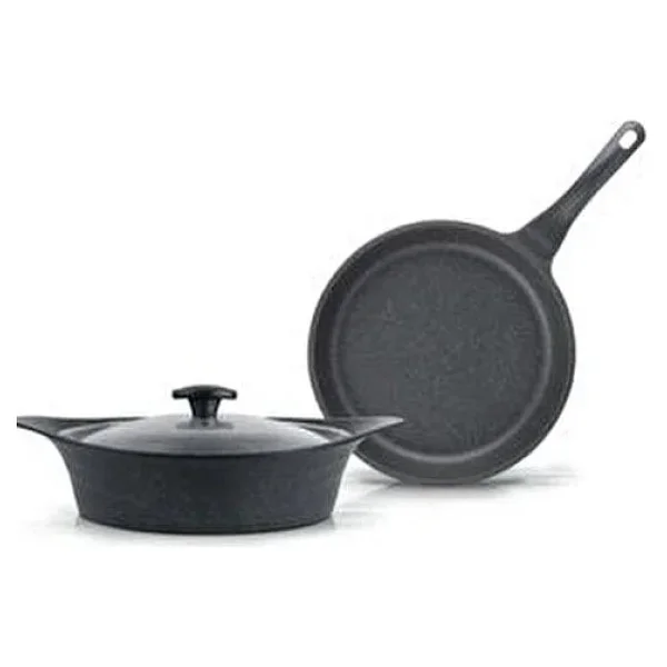 Thermoad Pyro Gri 28 cm 3 Parça Granit Tava Tencere Seti - Görsel 2