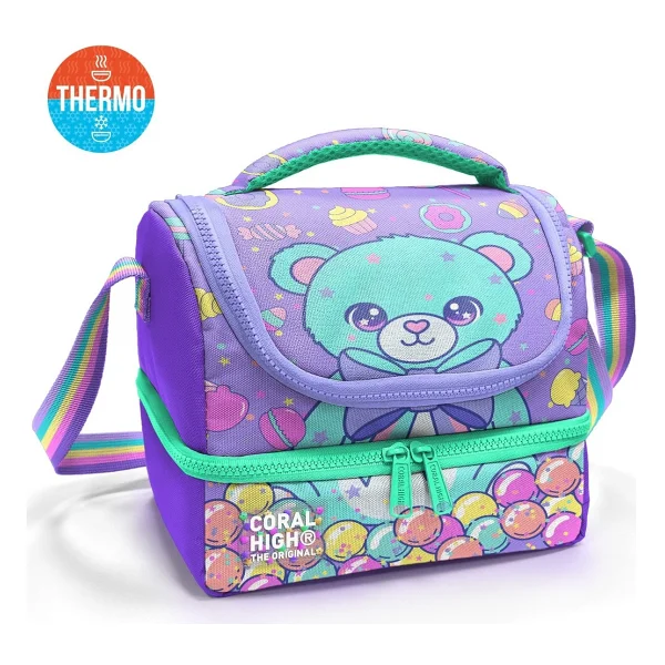 Coral High 37202 Milka Şeker Ayıcık Desenli 2 Katlı Termoslu Beslenme Çantası - Görsel 2